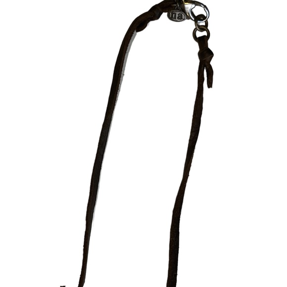 Leather and Seed Pearl Necklace with Cluster Pendant - Picture 7 of 11